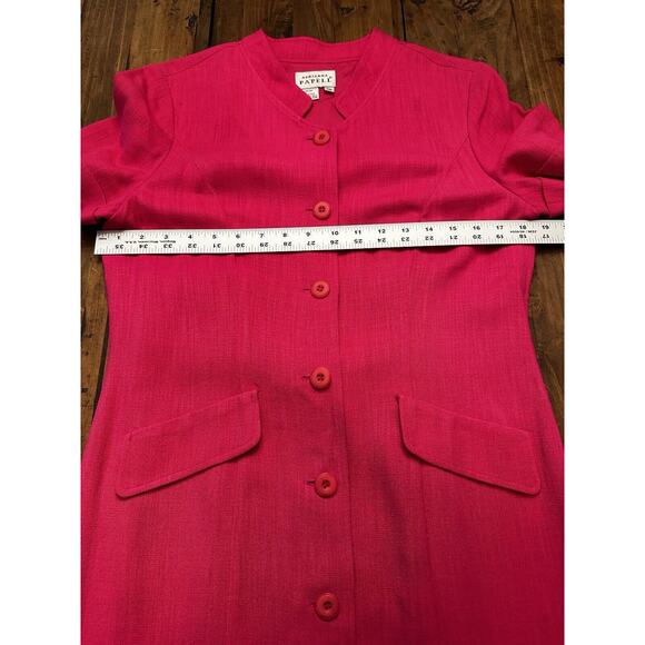 Adrianna Papell Dress Size 10 Maxi Button Down Hot Pink A-line Church Wedding - Picture 11 of 12
